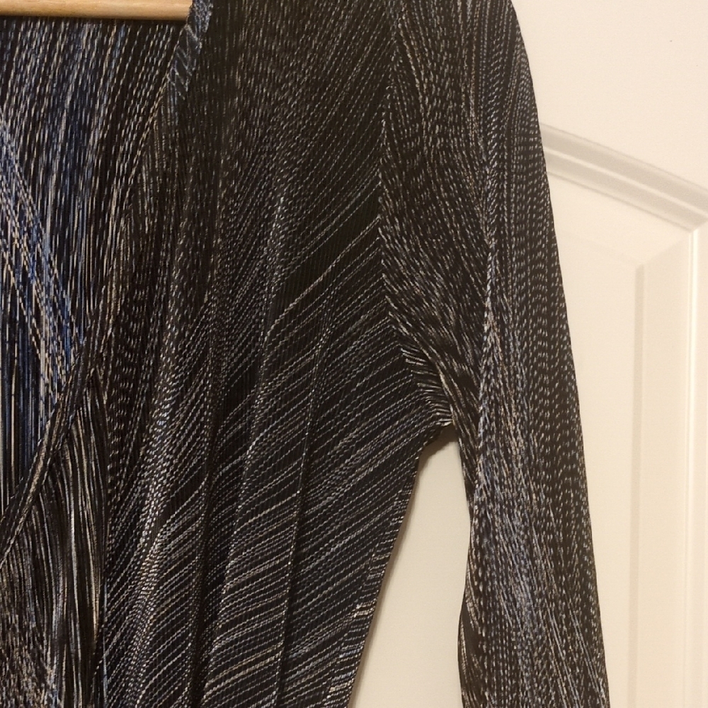 Vintage Arden B Y2K Black and Silver Midi Wrap Dress - Picture 3 of 5